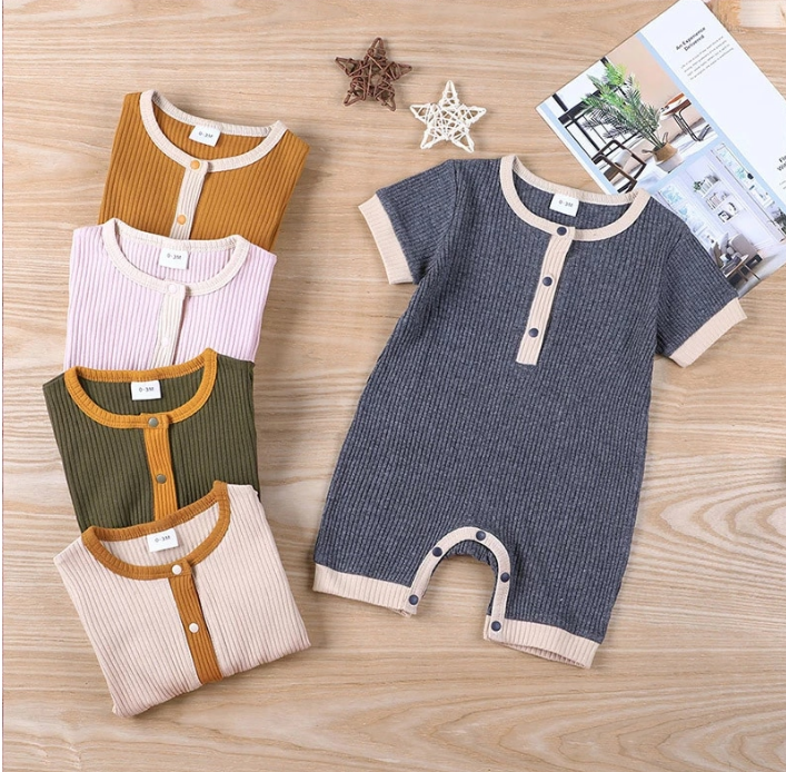Linen Short Sleeve Infant Romper