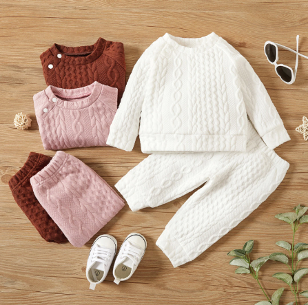 Baby Long Sleeve Twizzler Solid 2 pc Set
